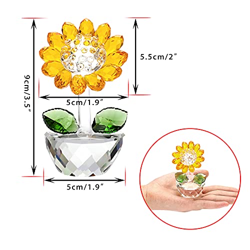 OwnMy Crystal Sunflower with Bud Glass Sunflower Figurine Collectible, Small Sunflower Ornament Paperweight Table Decoration with Gift Box, Glass Bouquet Flowers Centerpieces for Home Decors - Thumbnail 3