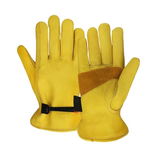 Gants en Cuir de Vache Jaune, 2 pièces/1 Paire, Doux et sensibles, protège-Doigts for Le soudage TIG, Accessoires vélo(S)