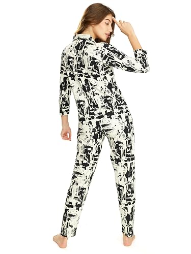 Image of LOTIK Women's Cotton Geomatric Printed Shirt & Payjama Nightsuit Set
