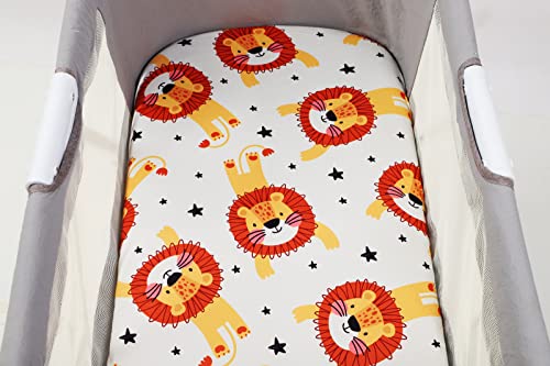 Bassinet Sheets Set 3 Pack For Baby Boy, Stretchy Soft Jersey Knitted Fitted Sheet Universal For Oval Rectangle And Hourglass Bassinet Mattress, Dinosaur, Tiger And Lion Printing #TOP7