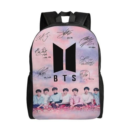 YINGD Mochila K-Pop BTS para niños, mochila escolar con impresión 3D de dibujos animados, mochila para adolescentes y niños, Negro, Talla única