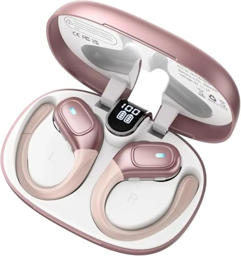Auriculares inalámbricos deportivos TWS Auriculares inalámbricos Bluetooth 5.3 con micrófono ENC cancelación de ruido IP7 impermeable para correr (oro rosa)