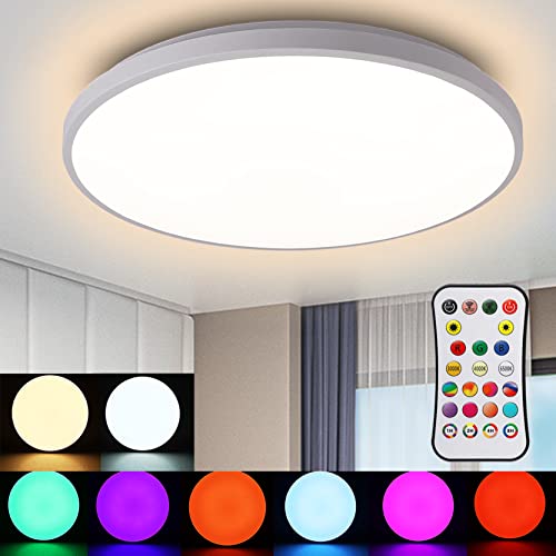 24W LED Deckenleuchte Dimmbar mit Fernbedienung, Deckenlampe LED mit...