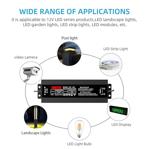 Image of LED Driver 60W, Waterproof IP67 Power Supply AC110-265V to 12V DC 5A Low Voltage Transformer Ultra Thin Adapter,with UL 3-Prong Plug for Outdoor LED Lights, Computer Project,Water Pump etc