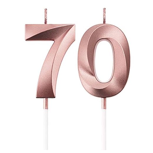 Velas de Cumpleaños 70 Velas de Numeros de Pastel Topper Decoración de Pastel de Feliz Cumpleaños para Fiesta de Cumpleaños Boda Aniversario Celebración (Oro Rosa)