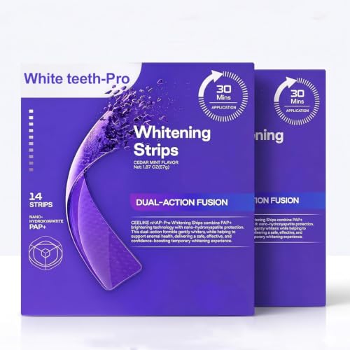 Image of Advanced Purple Teeth Whitening Strips, 28-Day Premium Color Correcting System, Peroxide-Free & Enamel-Safe Tooth Whitener for Sensitive Teeth, Luxury At-Home Smile Care (2 Boxes)