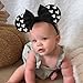 JIAHANG Adjustable Black Mouse Ear Velvet Bow Elastic Headband with Beadings, Fashion Hair Band for Baby Girls Infant Toddlers, Kids