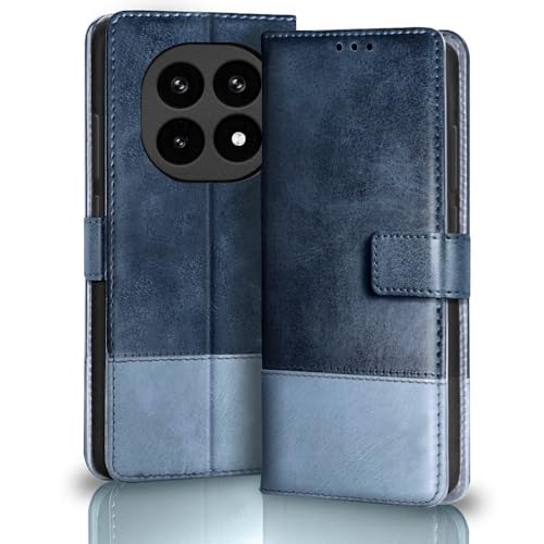 Image of TheGiftKart Flip Back Cover Case for Mi Redmi Note 15 / Note 15 SE /Poco M8 5G | Dual-Color Leather Finish | Inbuilt Stand & Pockets | Wallet Style Flip Back Case Cover (Faux Leather, Blue & Sky)