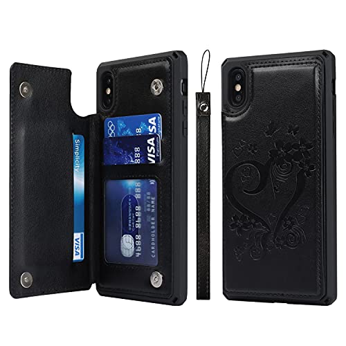 Coque iPhone X/XS antichoc Cavor avec emplacements cartes et lanière de transport