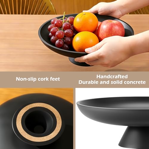 Large Fruit Bowl for Kitchen Counter, Concrete Decorative Bowls for Home Decor, Modern Key Bowl for Entryway Table (Black) - Image 6