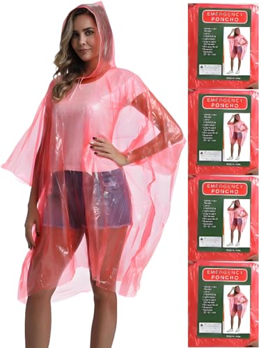 Image of 4 /6 /12 Pack Disposable Rain Ponchos for Adults - Emergency Rain Poncho for Camping Hiking Travelling