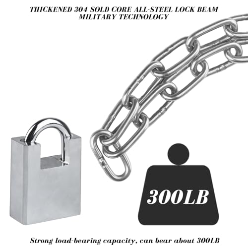 1 paquete de candado de cadena para bicicleta, cadena de seguridad, candado para motocicleta, cadena de acero inoxidable con candado y llave para garaje, puerta, valla, candado para scooter - imagen 3