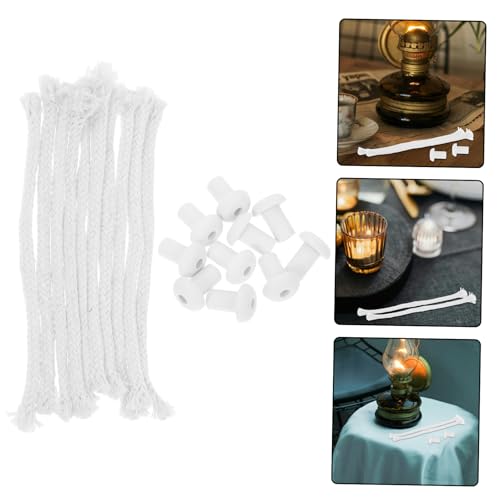 10 sets de mechas de algodón con soporte cerámico para lámparas de aceite miniatura 7