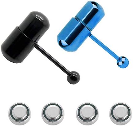 Adecco LLC 2Pcs Vibrating Tongue Ring Stainless Steel Body Piercing With 4 Batteries