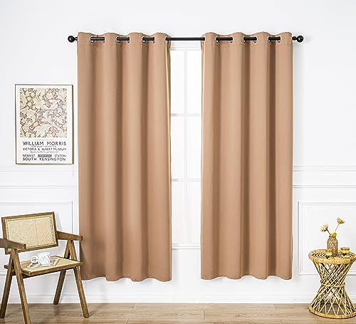 PI Blackout Curtains 84 Inches Length,Grommet Doorway Privacy Thermal Insulated Room Darkening Light Blocking Vertical Curtains for Living Room/Bedroom/Sliding Door/Patio 1 Panel (Cappuccino,W52XL84)
