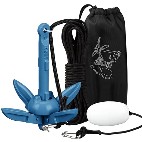 Image of MorningRo 1 Pack 1.5 /3.5 lb Marine Kayak Anchor Kit with 40ft Rope and Buoy Folding Grapnel Boat Anchor Kit Kayak Fishing Accessories for Small Boats, Canoe, SUP Paddle Boards