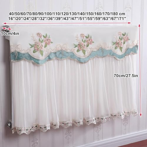 Couverture radiateur brodée et fixations par sangles pour décoration