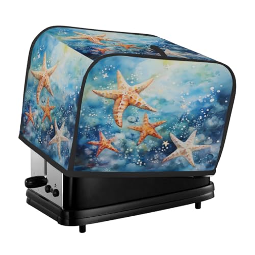 Cubierta para tostadora de 4 rebanadas, diseño de estrella de mar, color azul, pequeño electrodoméstico, cubierta antipolvo para cocina, regalos de cocina