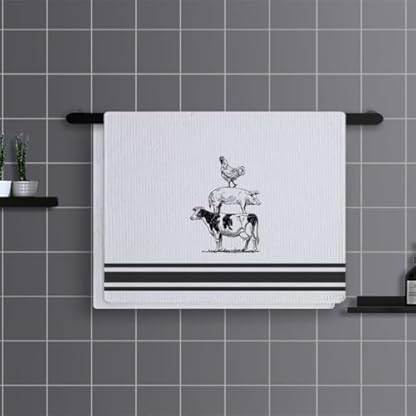 Geschirrtücher Schwarzes Kuh Schwein Handtücher Waffeltücher Küchentücher Geschirrhandtücher Saugfähige Trockentücher Küche Multi-Purpose Abtrockentücher Küche Handtuchset 4 Stück (40x60cm)