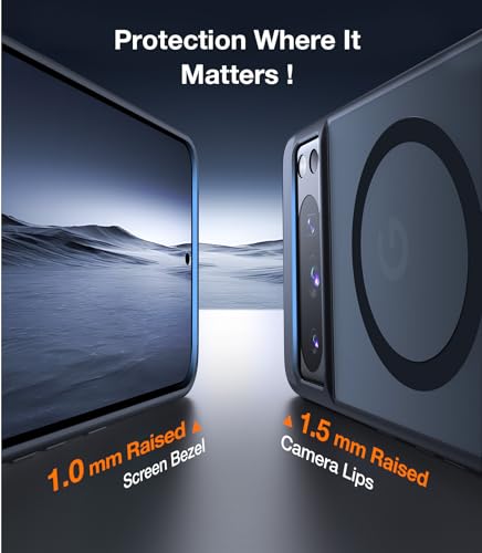 TORRAS Magnetic & Stand for Google Pixel 8 Pro Case, Fit for MagSafe, 12FT Mil-Grade Drop Protection, Slim Fit for Google Pixel 8 Pro Phone Case with Built-in Flush Kickstand, Translucent Matte Black