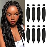 Pre Stretched Braiding Hair 16 Inch 8 Packs Synthetic Braiding Hair Extensions Hot Water Setting Braiding Hair For Black Women Yaki Crochet Twist Braids Itch Free (16 Inch 1B)