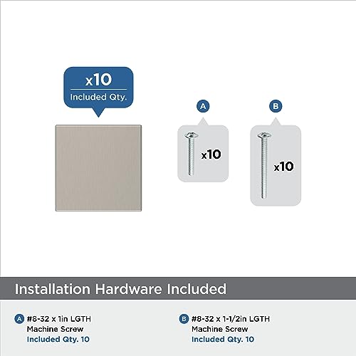 Image of Amerock 10 Pack 1-1 /16 inch Square Pedestal Satin Nickel Cabinet Knob | Durable Zinc drawer knob and cabinet hardware, ideal for kitchen cabinets, bathroom vanities, dressers, and furniture