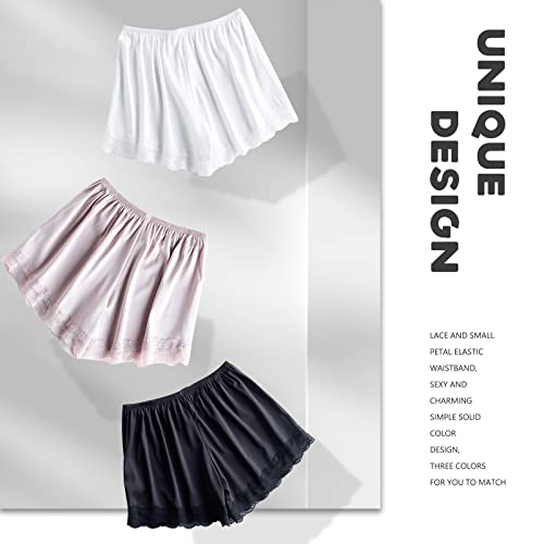 3 Pieces Women Slip Shorts Lace Pettipants Half Slip Culotte Shorts Split Skirt2