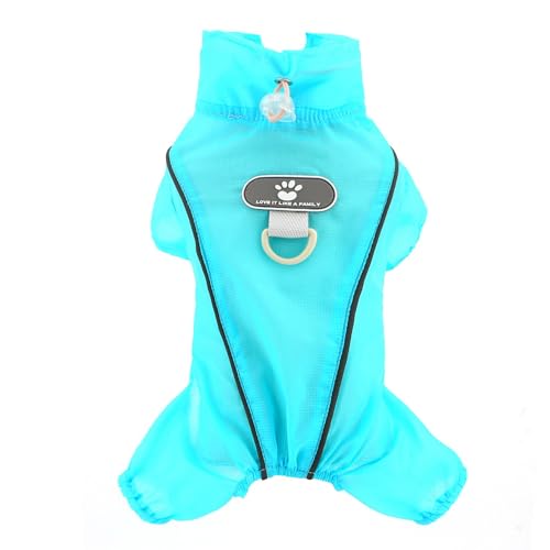 Jumpsuit sólido para perros pequeños con protección UV, azul, L miniatura 7