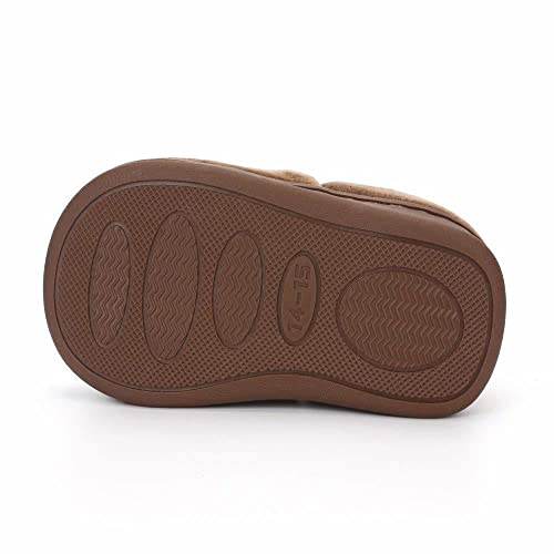 Estamico Boys Girls Warm Slippers Cartoon Rocket Kids Winter Indoor Household Shoes, Brown 13.5-14 Little Kid #TOP3