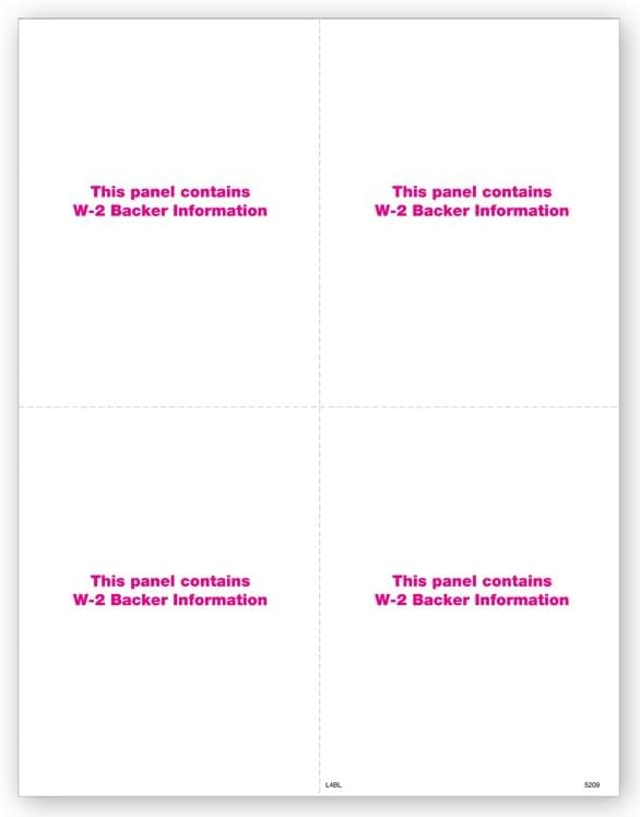 TF5209B 2023 4-Up Laser en blanco W-2 con respaldo a granel 8 1/2 x 11 " cantidad 1 caja