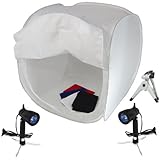  DynaSun PB1 80x80x80cm Cube Boite Lumière Softbox Diffuseur Tente Cabine Professionnel avec Trépied, 2x Lampe, 4x Fond et Sac de transport