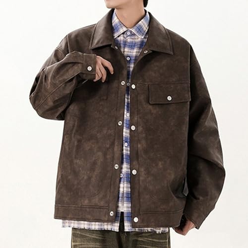 Chaqueta de mezclilla multibolsillos con solapa de botón para hombre 3