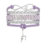 Sportybella Gymnastics Bracelet, Silver and Purple Adjustable Infinity Love Charm Bracelet, Gymnastics Jewelry and Accessories, Gift for Teens, Gymnasts and Teams