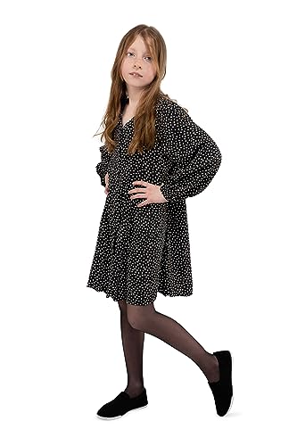 NOQ Mädchen Strumpfhose 20 Denier klassische halbtransparente Schulfüßigkeit weiche Ballett- und Tanzstrumpfhose lässige strapazierfähige schlichte Alltags Strümpfe, Nero 10/11 Jahre (140/146 cm)