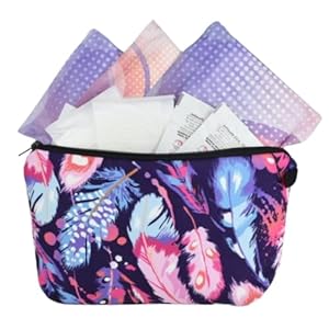 Teen First Period Pouch with Sanitary Napkins/Pads, Panty Liners, Wipes and Disposable Bags for Tweens and Teens (25)