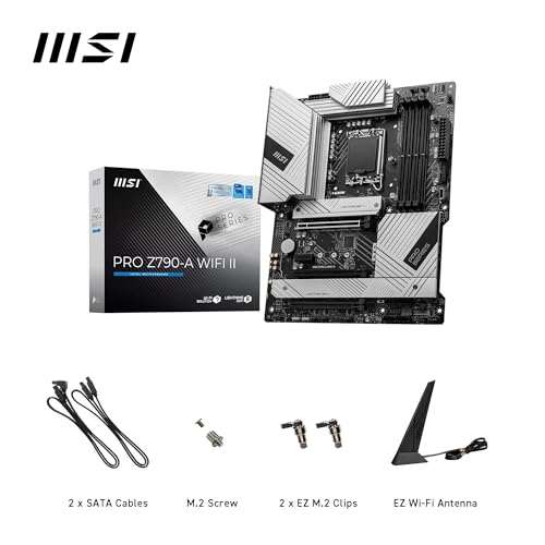 Image of MSI PRO Z790-A WiFi II Motherboard, ATX - Supports Intel Core 14th, 13th & 12th Gen Processors, LGA 1700-80A SPS VRM, DDR5 Memory Boost 7800+MT /s /OC, PCIe 5.0 x16, 4 x M.2 Gen4, Wi-Fi 6E, 2.5G LAN