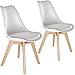 TecTake 800852 2er Set Esszimmerstuhl, gepolsterte Sitzfläche, Beine aus massivem Holz, Polsterstuhl für Wohnzimmer, Esszimmer, Küche und Büro - Diverse Farben - (Weiß | Nr. 403810)