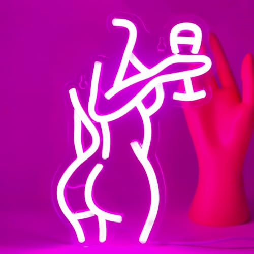 Image of Sexy Lady Back Neon Sign, Led Night Light Pink Woman Neon Light for Bedroom Man Cave Bar Gaming Room Wall Art Decor Gifts