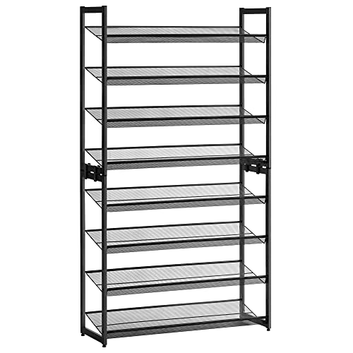 SONGMICS Shoe Rack, 8-Tier Shoe Organizer, Metal Shoe Storage for Garage, Entryway, Set of 2 4-Tier Stackable Shoe Shelf, with Adjustable Flat or Angled Shelves, Holds 32-40 Pairs, Black SONGMICS Shoe Rack, 8-Tier Shoe Organizer, Metal Shoe Storage for Garage, Entryway, Set of 2 4-Tier Stackable Shoe Shelf, with Adjustable Flat or Angled Shelves, Holds 32-40 Pairs, Black