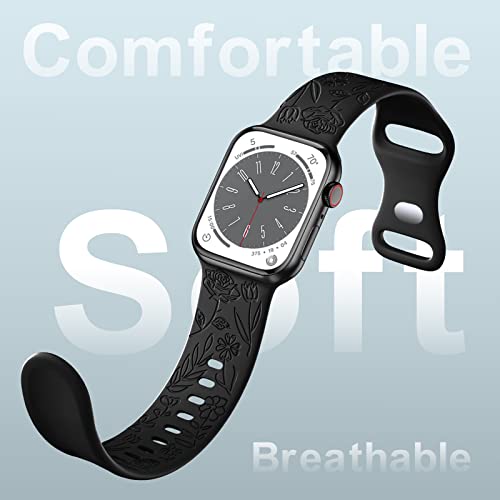 Mastten Floral Engraved Strap Compatible with Apple Watch Straps 38mm 40mm 41mm 42mm Women - Image 4