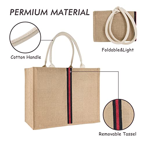 Image of Hibala Woven Large Beach Bag Straw Beach Tote Handmade Weaving Shoulder Tassel Bag Handbag