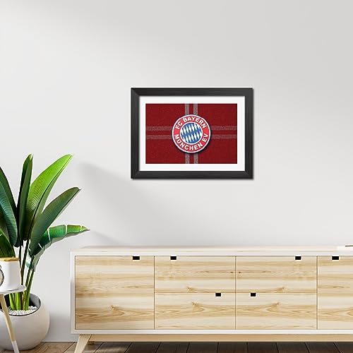 Image of TenorArts Bayern Munich Football Club Poster 3D Leather Textured Logo Laminated Photo Frame Painting with Matt Finish Black Textures(12 inches x 9inches)