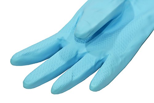 Finnhomy 02447 Household Gloves Latex free cleaning Gloves with soft fiber lining extra long cuff 15" and Vinyl Textured Grip (2 Pair), Small, Blue, Light Pink, other by G & F Products - Image 9