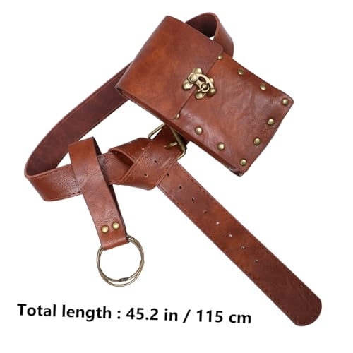 1set Medieval Embossed Belt Fit for Cosplay and Stage Vintage for Pirate and Viking Costumes Brown2