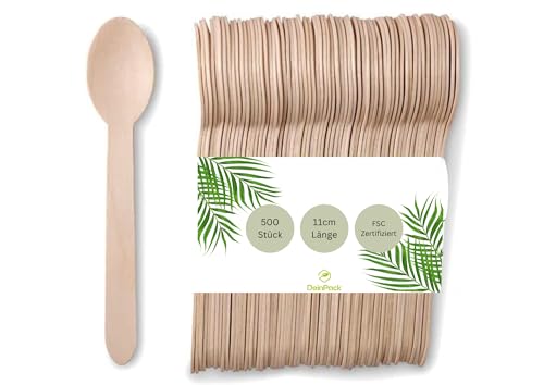 DeinPack 500 Kaffeelöffel Holz Birke 11cm | biologisch abbaubar | Nachhaltiges Besteck | Einwegbesteck | Holzbesteck
