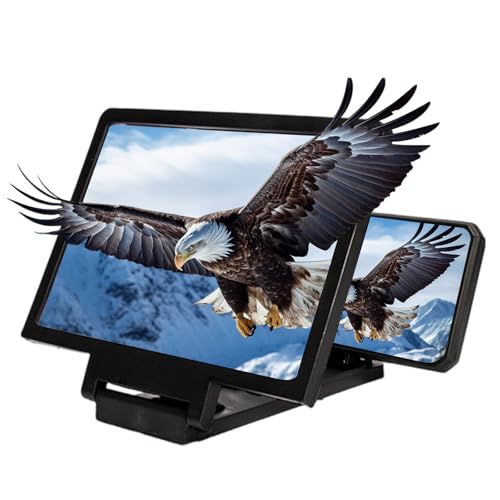 Image of Screen Phone Magnifier, Screen Magnifier for Cell Phone, 3D HD Foldable Design Screen Magnifier Version for Movies, Videos and Gaming, Portable with All Smartphones (Black, 10-Inch)