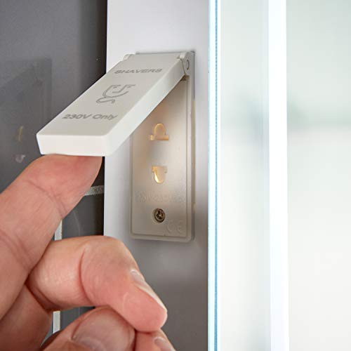 Pebble Grey™ Angelo Illuminated LED Bathroom Mirror with Shelf, Shaver Socket and Demister Pad | 450 x 600 | IP44 Rated | 10 Year Guarantee