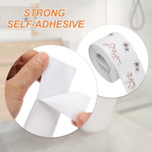 Image of PATIKIL Caulk Tape Waterproof Self Adhesive, PVC Toilet Caulking Sealant Strip Bathtub Caulk Sealing Strip Tape for Bathroom Kitchen Countertop, Peach Blossoms (1.5 Inch x 10.5 Ft)