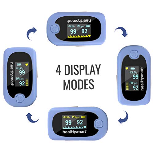 HealthSmart Deluxe Pulse Oximeter for Fingertip with Pulse Waveform Display, Displays Blood