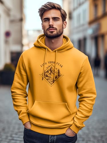 Image of Nobero Men's Printed Regular Fit Hoodie | Cotton Rich Fleece Sweatshirt for Men | Soft & Warm Hooded Pullover | Casual Winter Wear
